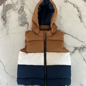 Brown, White, and Navy Kids Puffer Vest